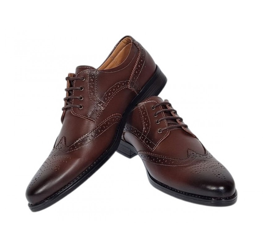 Pantofi barbati Derby Wingtip Brogue din piele naturala GKR826M