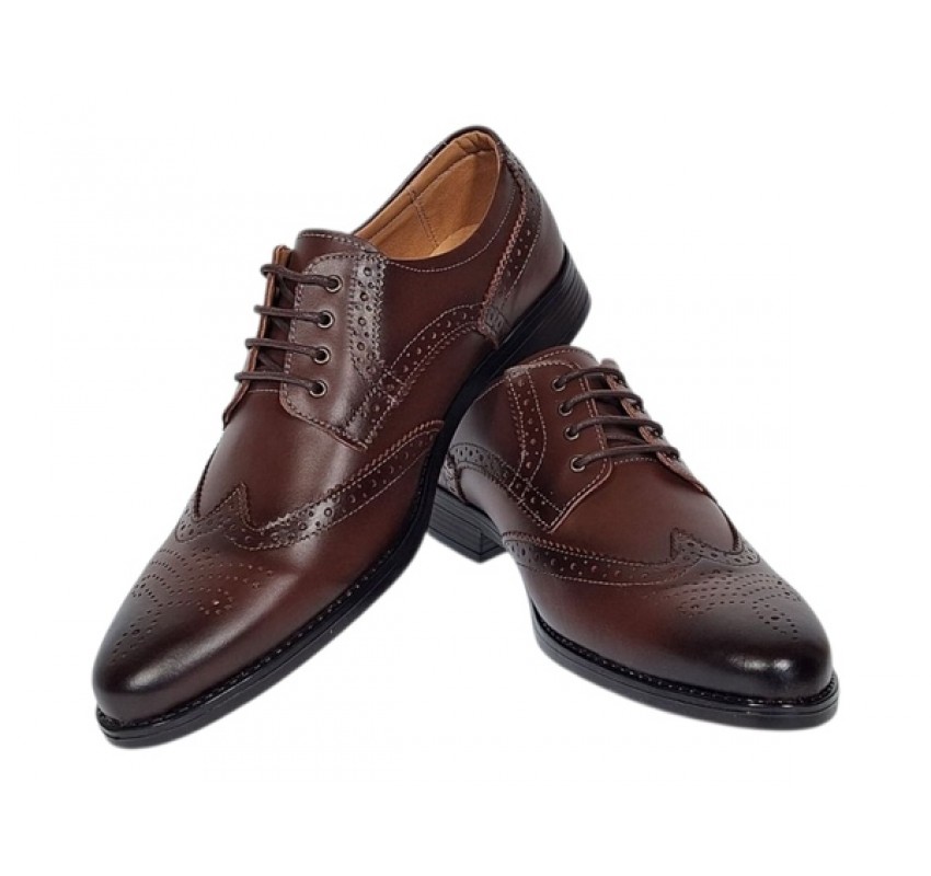 Pantofi barbati eleganti Derby Wingtip Brogue din piele naturala GKR826M