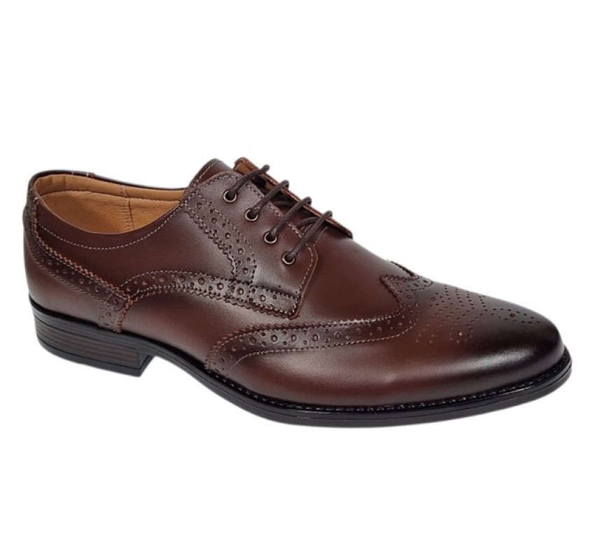 Pantofi barbati eleganti Derby Wingtip Brogue din piele naturala GKR826M