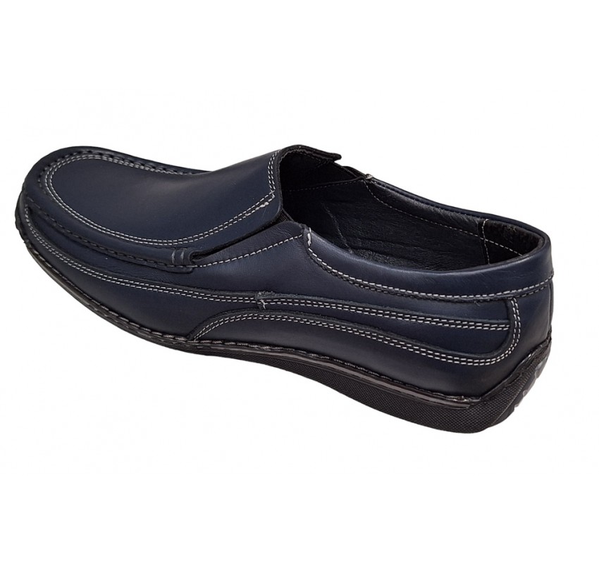 Pantofi barbati casual din piele naturala cu elastic Bleumarin, GKR82BLU Pantofi barbati casual din piele naturala cu elastic Bleumarin, GKR82BLU
