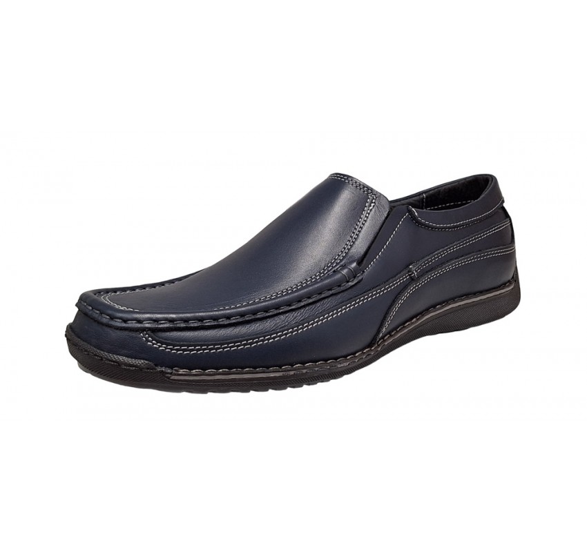 Pantofi barbati casual din piele naturala cu elastic Bleumarin, GKR82BLU Pantofi barbati casual din piele naturala cu elastic Bleumarin, GKR82BLU