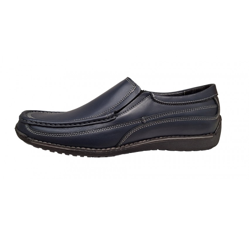 Pantofi barbati casual din piele naturala cu elastic Bleumarin, GKR82BLU Pantofi barbati casual din piele naturala cu elastic Bleumarin, GKR82BLU