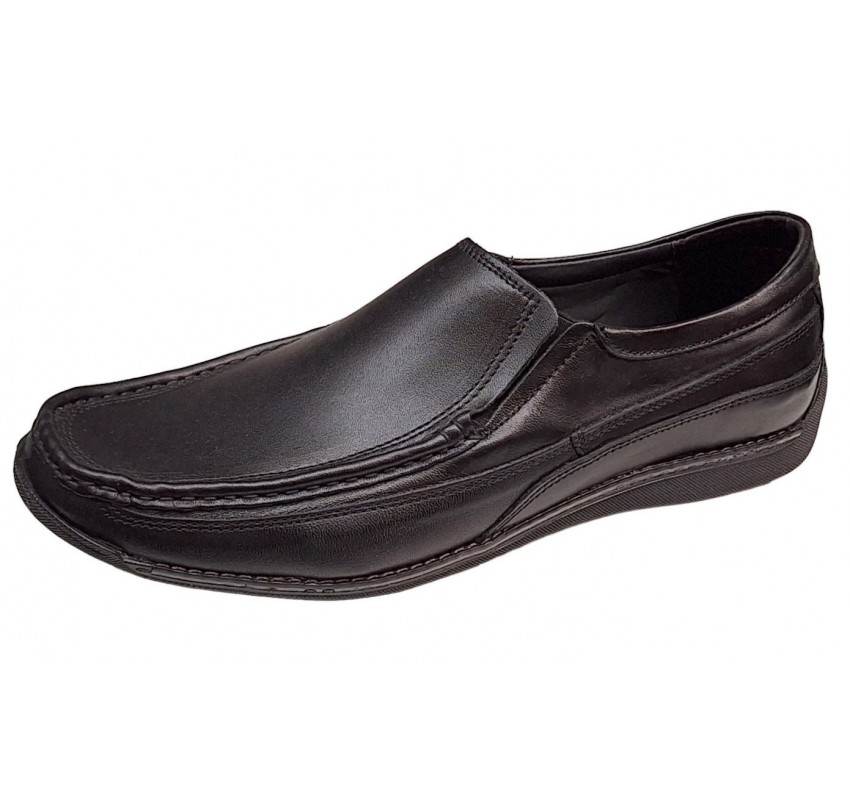 Pantofi barbati casual din piele naturala cu elastic Negru GKR82N