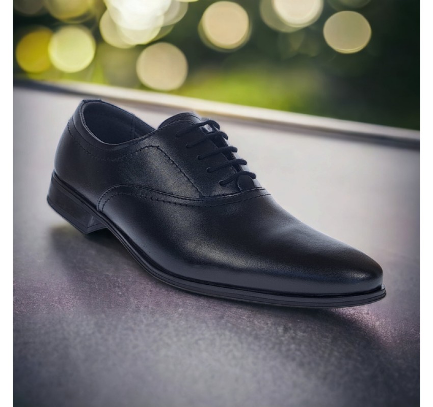 Pantofi eleganti din piele naturala, Negru Box - 888N