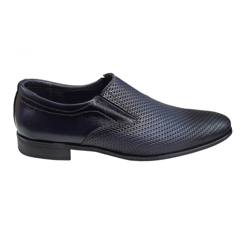 Pantofi barbati eleganti, din piele naturala, Bleumarin, cu elastic  891BLM