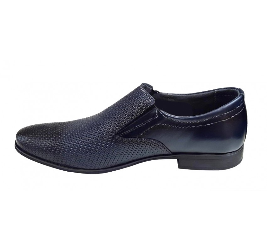 Pantofi barbati eleganti, din piele naturala, Bleumarin, cu elastic  891BLM