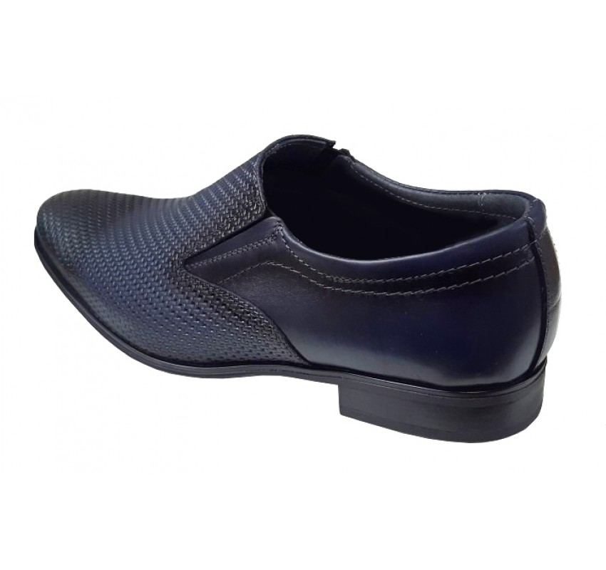 Pantofi barbati eleganti, din piele naturala, Bleumarin, cu elastic  891BLM