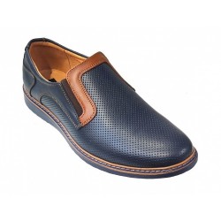 Pantofi barbati casual din piele naturala bleumarin - GKR90BLU