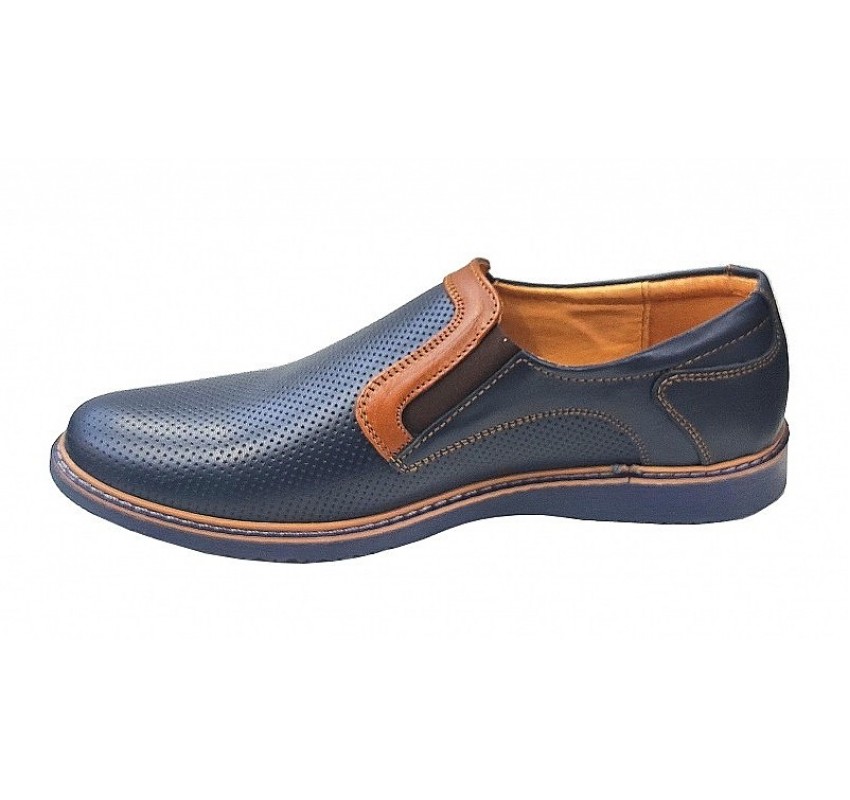 Pantofi barbati casual din piele naturala bleumarin - GKR90BLU