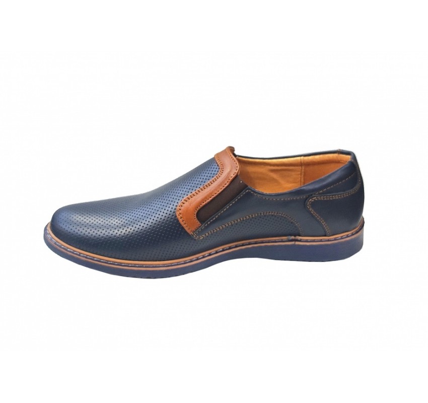 Pantofi barbati casual din piele naturala bleumarin - GKR90BLU