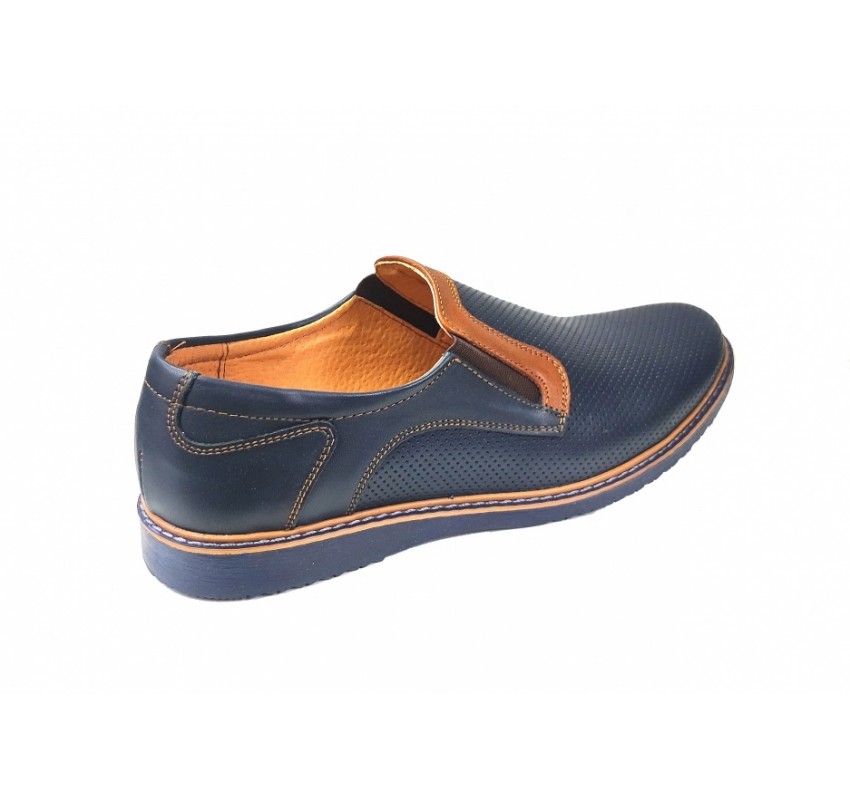 Pantofi barbati casual din piele naturala bleumarin - GKR90BLU