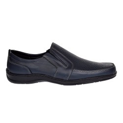 Pantofi barbati casual din piele naturala, perforati, cu elastic, calapod lat, Bleumarin - GKR91BL Pantofi barbati casual din piele naturala, perforati, cu elastic, calapod lat, Bleumarin - GKR91BL