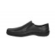 Pantofi barbati casual din piele naturala, perforati, cu elastic, calapod lat, Negru - GKR91N