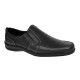 Pantofi barbati casual din piele naturala, perforati, cu elastic, calapod lat, Negru - GKR91N