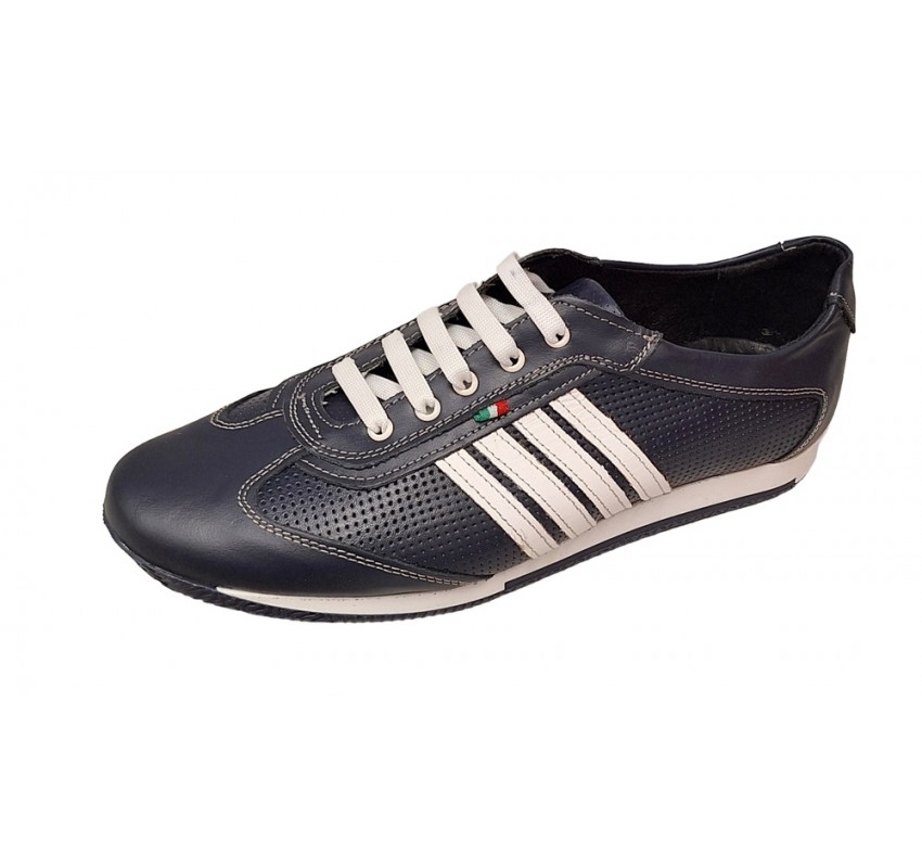 Pantofi barbati sport din piele naturala , Bleumarin, Alb - GKR93BLM