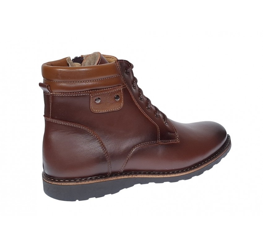 Ghete barbati casual din piele naturala cu siret si fermoar (imblanite) Corsa Maro GKR95M