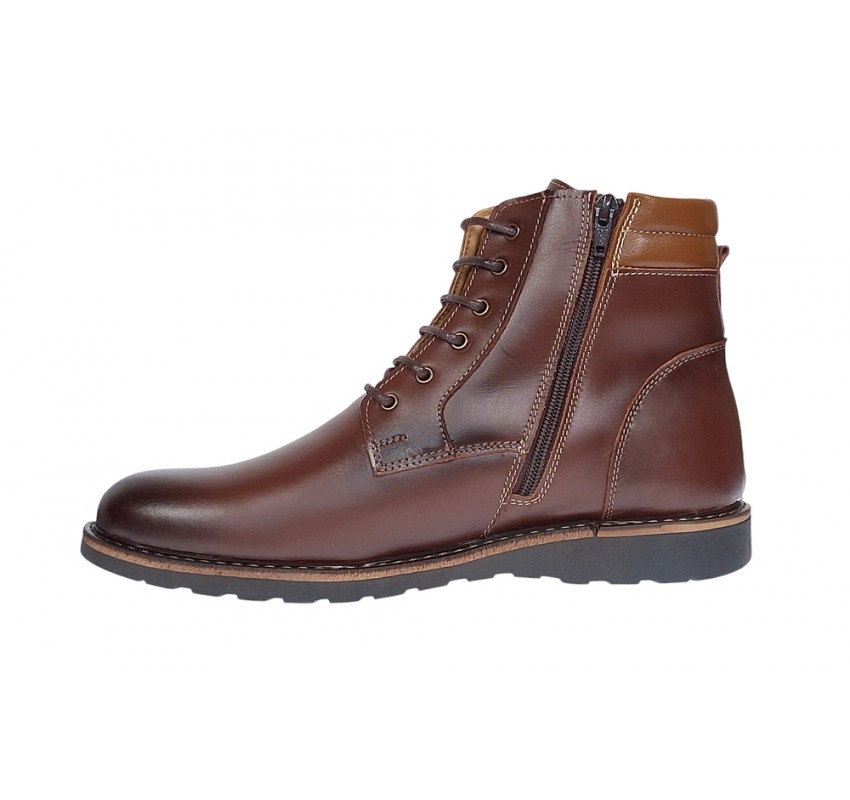 Ghete barbati casual din piele naturala cu siret si fermoar (imblanite) Corsa Maro GKR95M