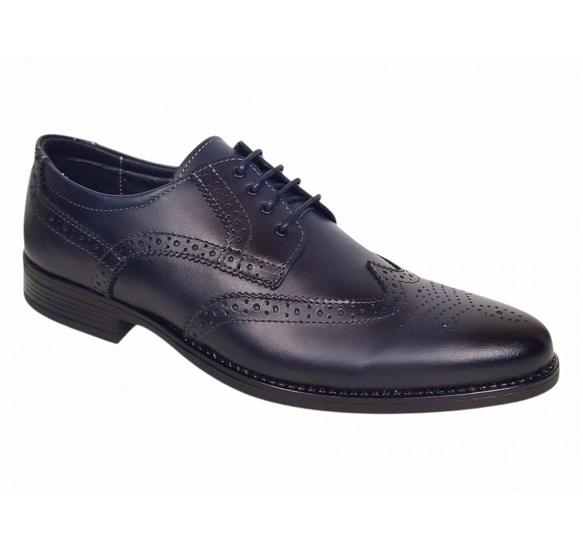 Pantofi barbati eleganti din piele naturala bleumarin GKR993BLM