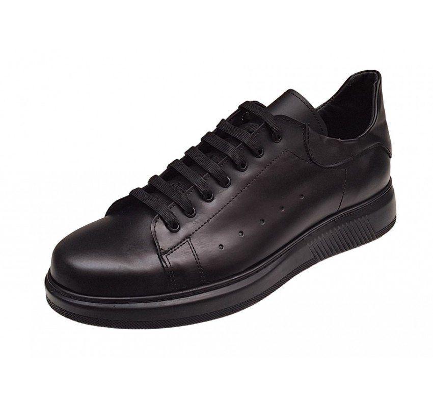 Pantofi barbati sport, casual din piele naturala, Negru - BLACKCOMBAT-2N