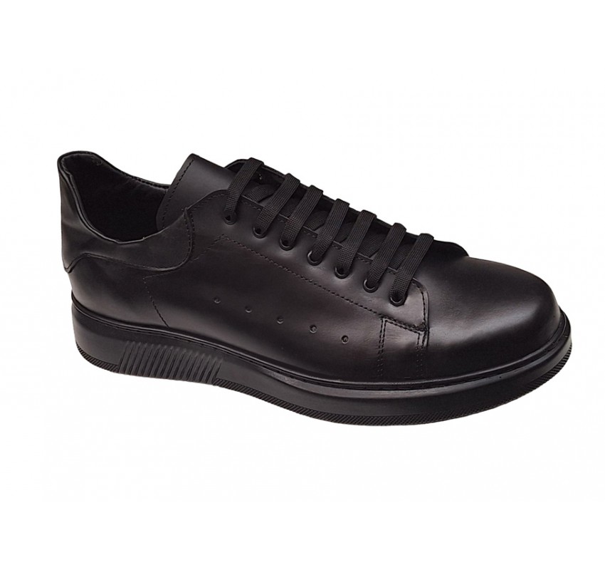 Pantofi barbati sport, casual din piele naturala, Negru - BLACKCOMBAT-2N