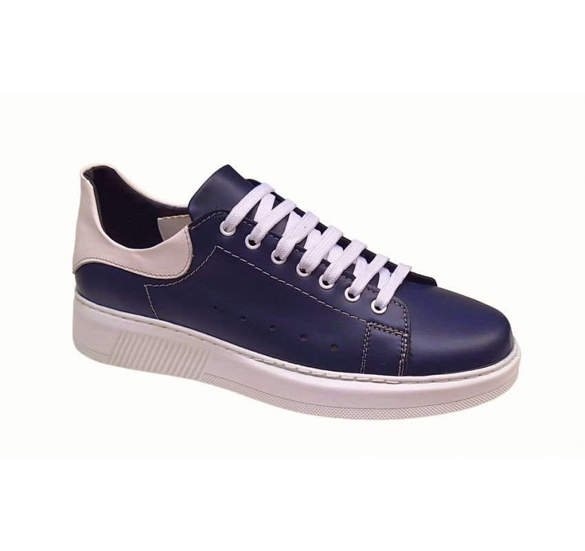 Pantofi barbati sport, casual din piele naturala, Bleumarin & Alb - GKR-COMBAT-2BL