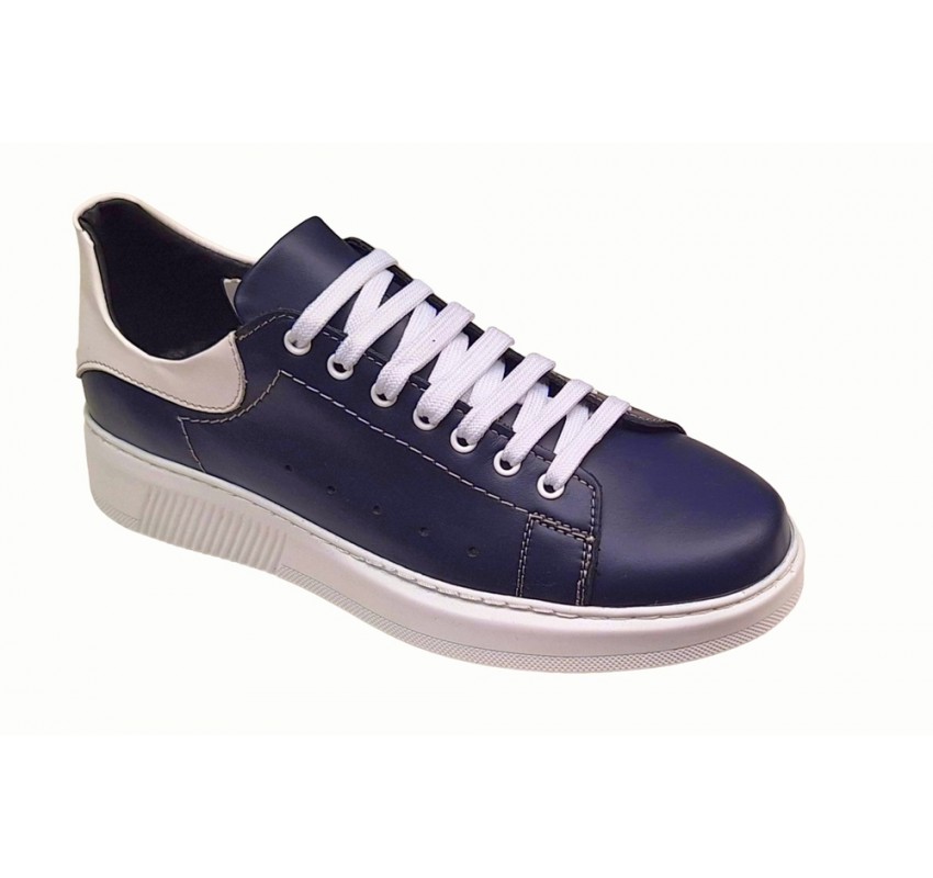 Pantofi barbati sport, casual din piele naturala, Bleumarin & Alb - GKR-COMBAT-2BL