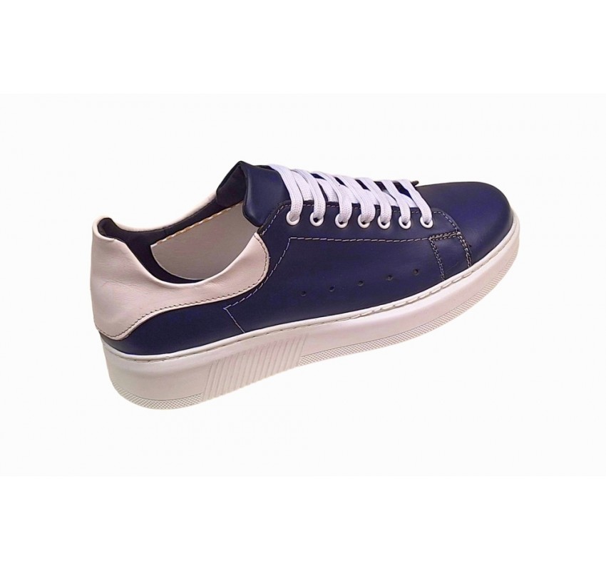 Pantofi barbati sport, casual din piele naturala, Bleumarin & Alb - GKR-COMBAT-2BL