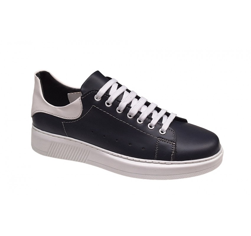 Pantofi barbati casual din piele naturala, Negru - Alb, GKR-COMBAT-2N