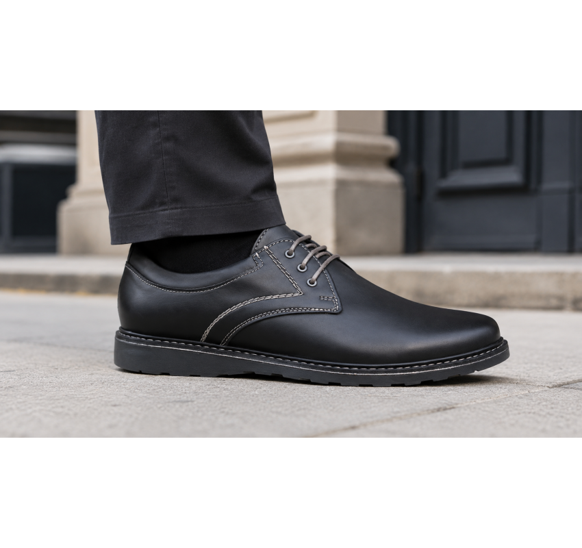 Pantofi barbati casual din piele naturala - Corsa Negru Siret