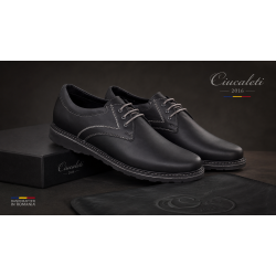 Pantofi barbati casual din piele naturala - Corsa Negru Siret