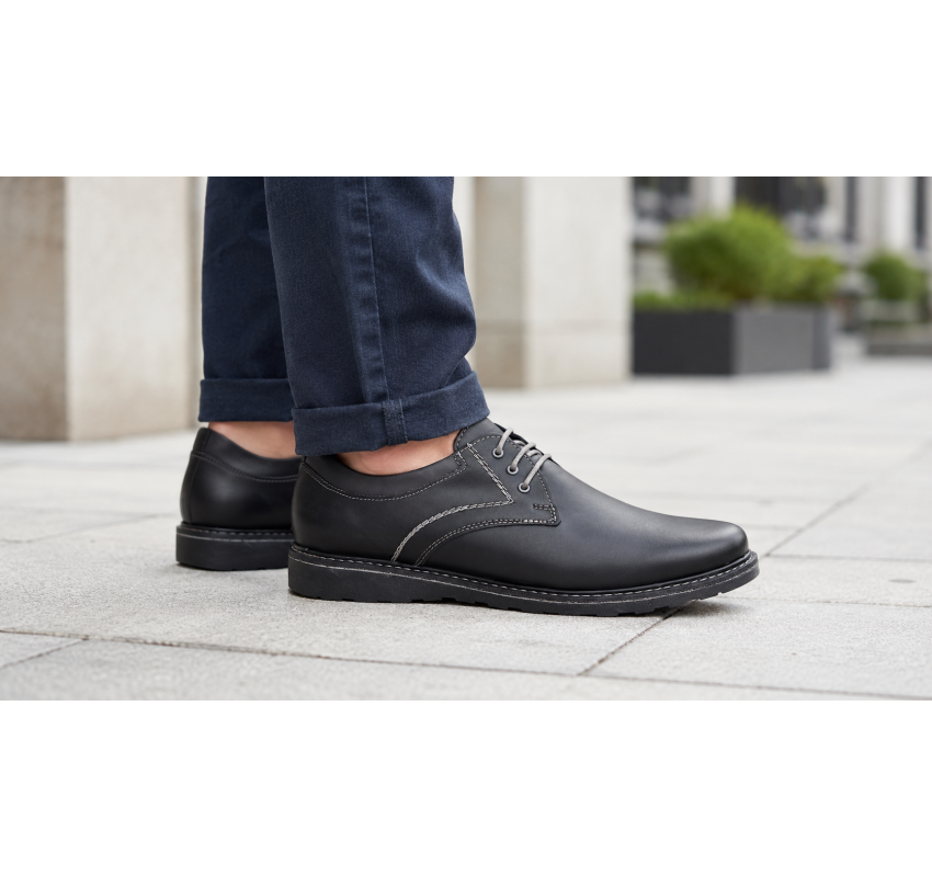 Pantofi barbati casual din piele naturala - Corsa Negru Siret