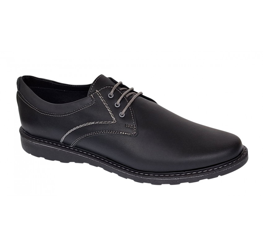 Pantofi barbati casual din piele naturala - Corsa Negru Siret Pantofi barbati casual din piele naturala - Corsa Negru Siret