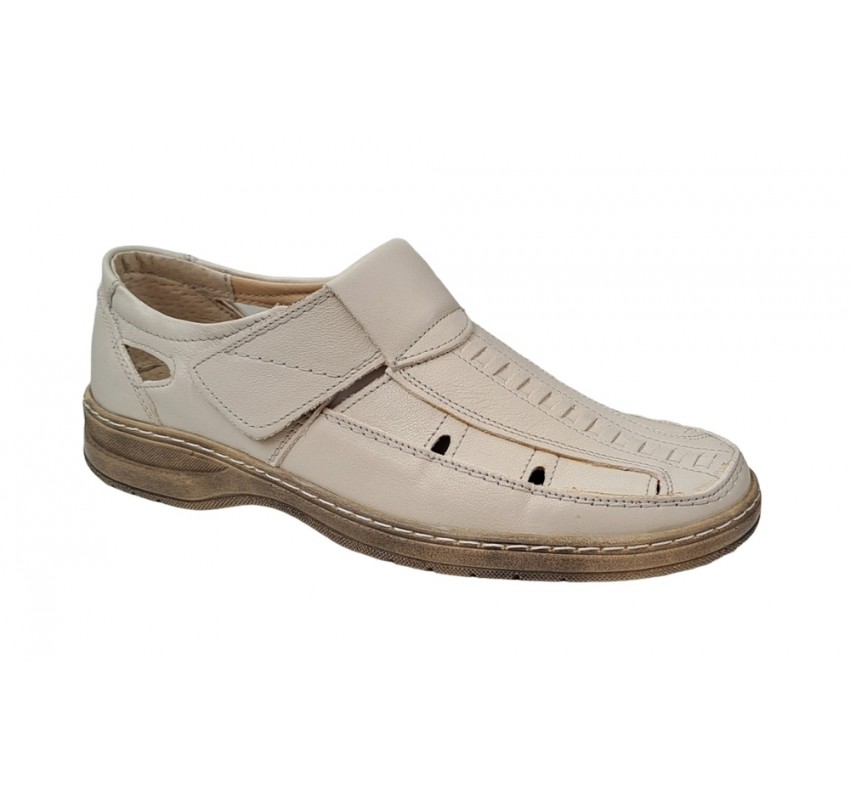 Pantofi barbati casual, perforati, din piele naturala, Bej - GKRPERFCBEJ