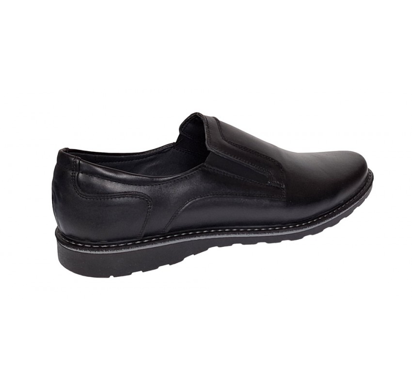 Pantofi barbati casual din piele naturala cu elastic negru GKRSPORTELN Pantofi barbati casual din piele naturala cu elastic negru GKRSPORTELN