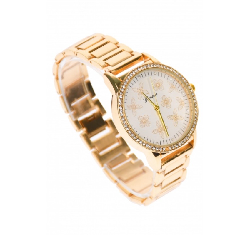 Ceas Dama casual, cu pietricele, GENEVA, auriu, quartz - GNVGOLD