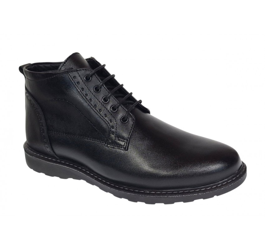 Ghete barbati din piele naturala pe talpa Sport Urban cu siret imblanite GS2019CSN
