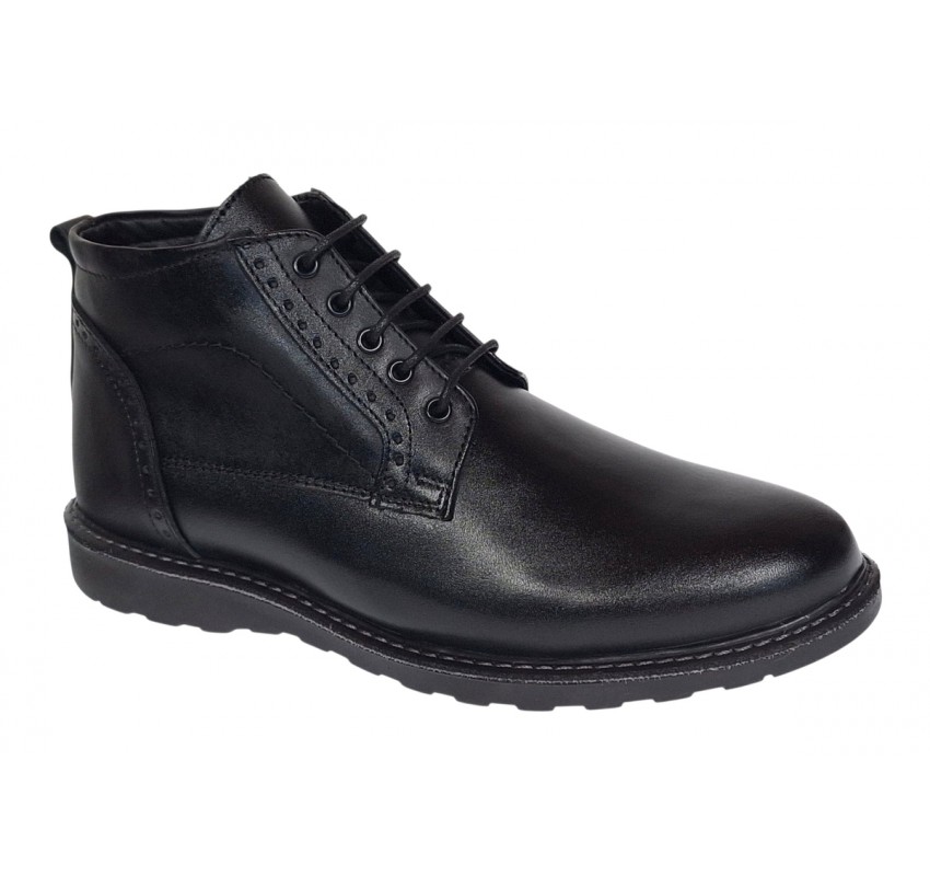 Ghete barbati din piele naturala pe talpa Sport Urban cu siret imblanite GS2019CSN