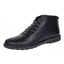 Ghete barbati casual din piele naturala imblanite Negre GS2021N