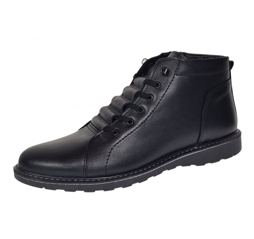 Ghete barbati casual din piele naturala imblanite Negre GS2021N