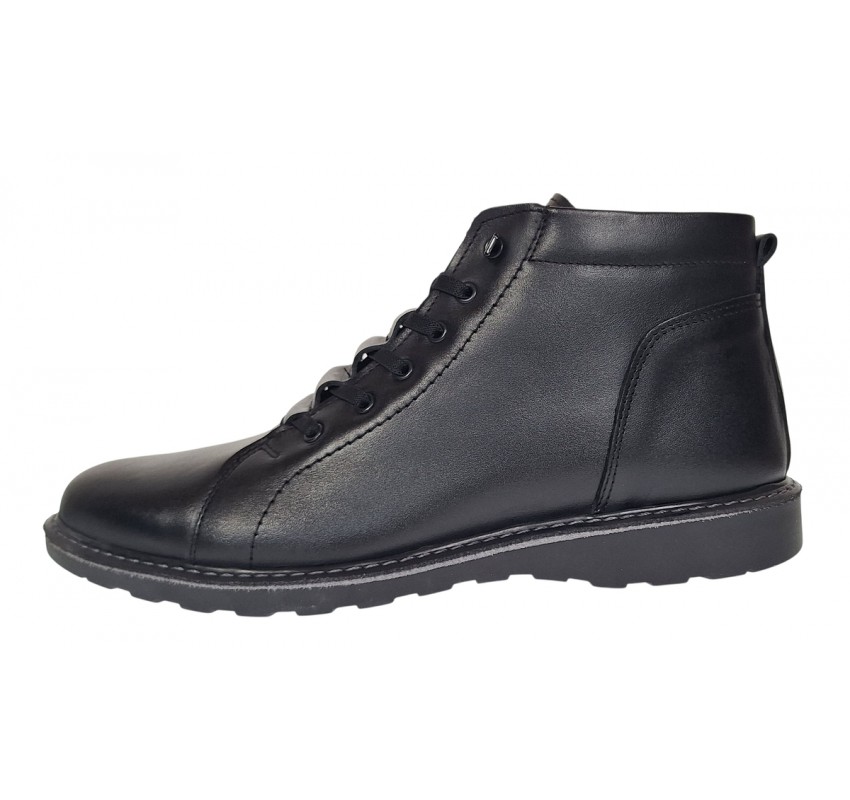 Ghete barbati casual din piele naturala imblanite Negre GS2021N