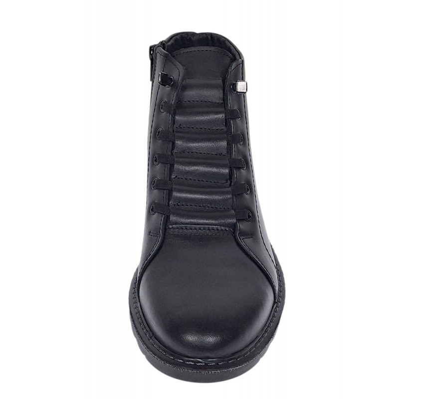 Ghete barbati casual din piele naturala imblanite model iarna Negru GS2021N