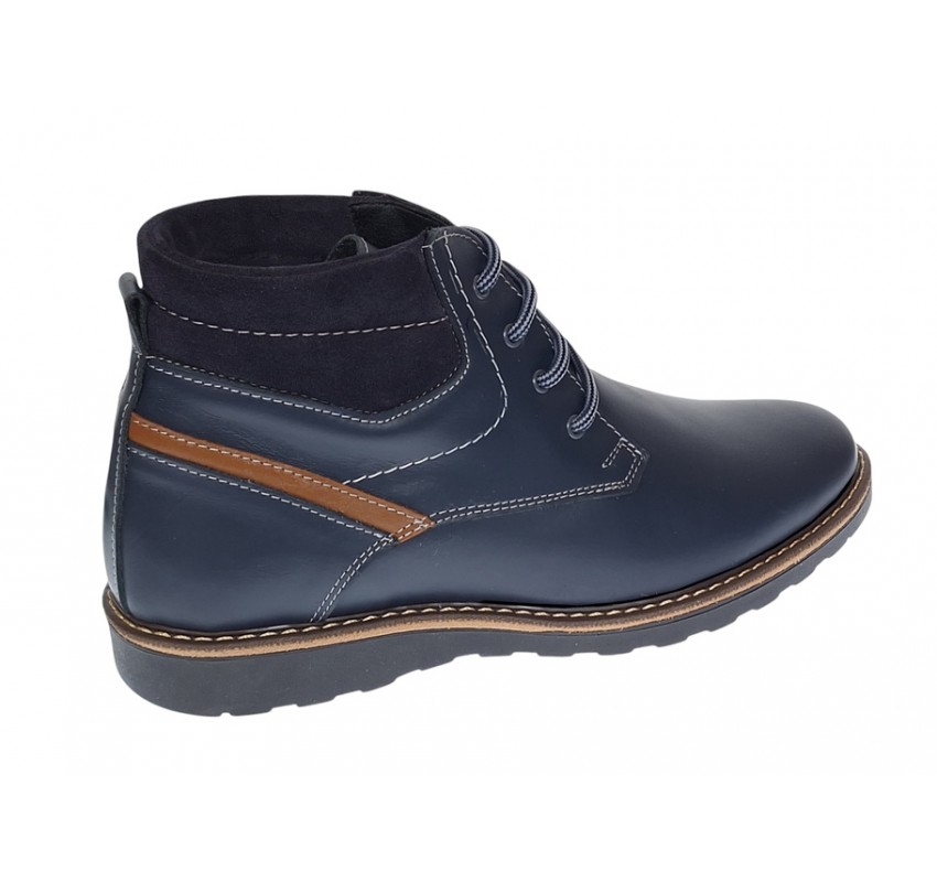 Ghete barbati casual din piele naturala imblanite model iarna Bleu GSCORSABLU Ghete barbati casual din piele naturala imblanite model iarna Bleu GSCORSABLU