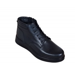 Ghete barbati din piele naturala imblanite, Negru GSSPORT22