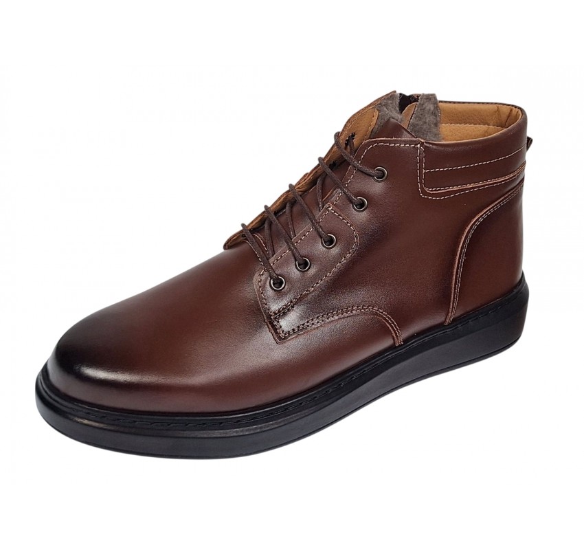 Ghete barbati din piele naturala imblanite culoare maro GSSPORT23M