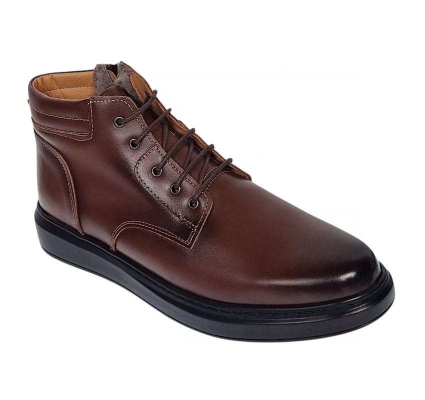 Ghete barbati din piele naturala imblanite culoare maro GSSPORT23M