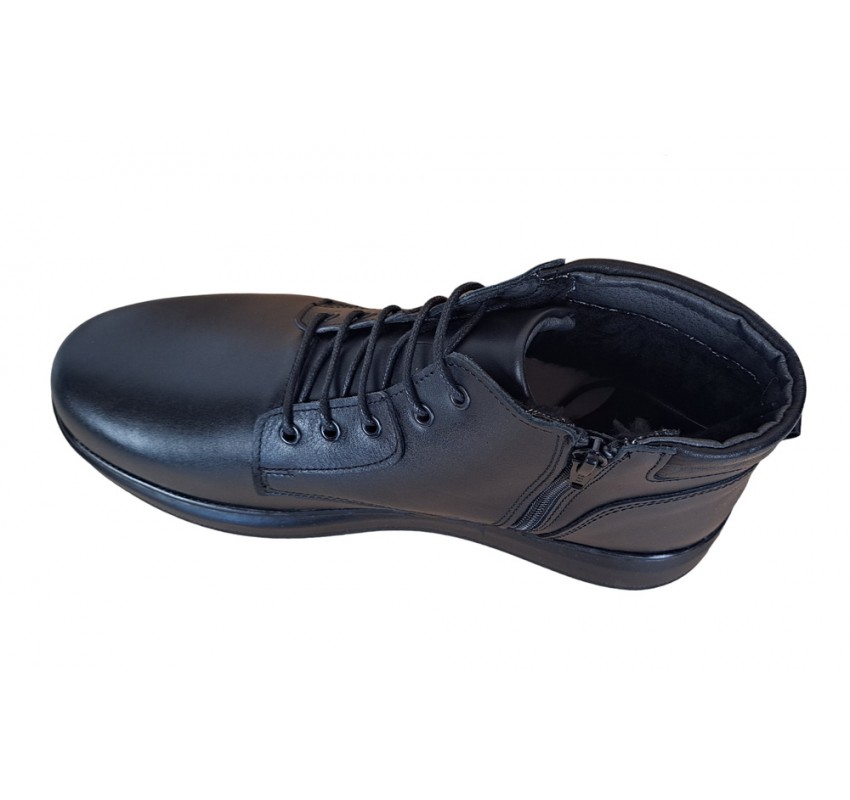 Ghete barbati din piele naturala imblanite culoare neagra GSSPORT23N