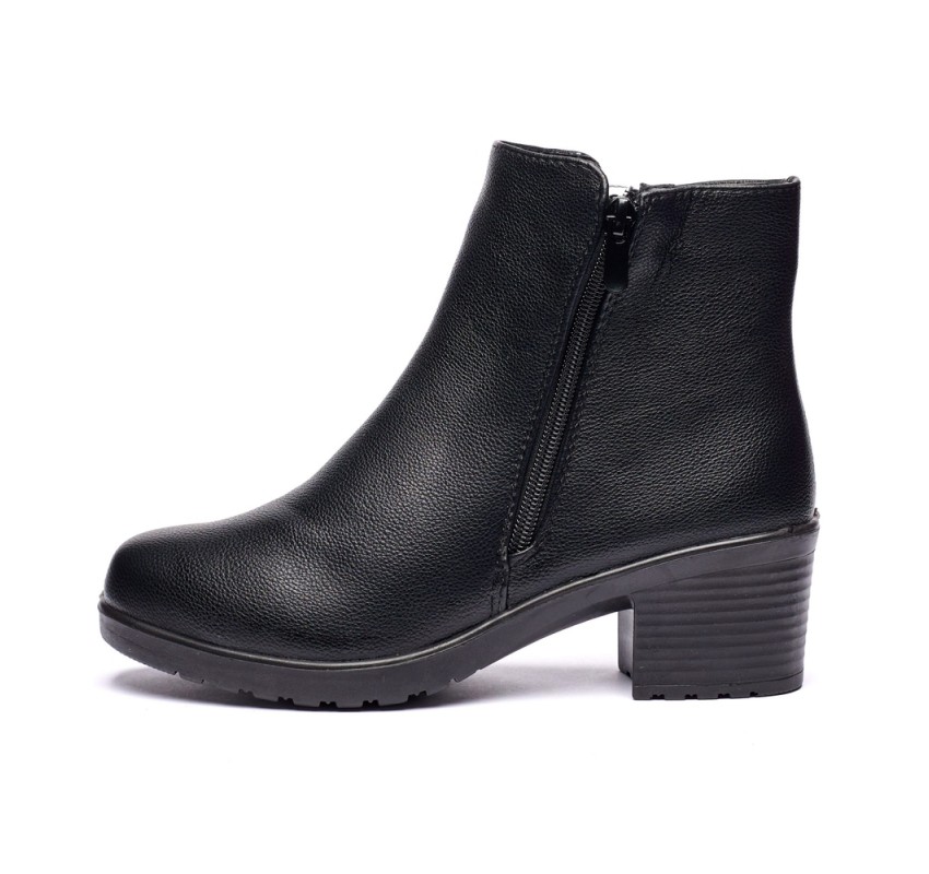 Ghete dama din piele eco cu fermoar imblanite Negru JF-51N Ghete dama din piele eco cu fermoar imblanite Negru JF-51N