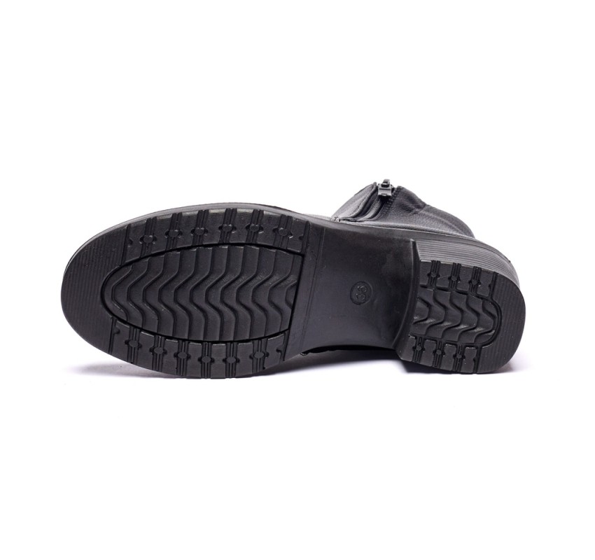 Ghete dama din piele eco cu fermoar imblanite Negru JF-51N Ghete dama din piele eco cu fermoar imblanite Negru JF-51N