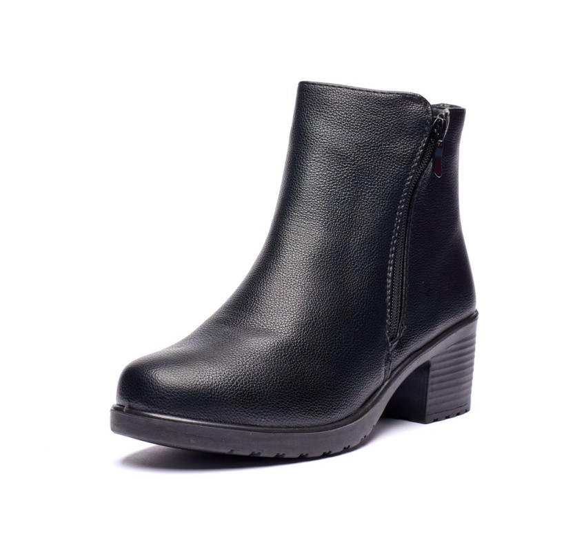 Ghete dama din piele eco cu fermoar imblanite Negru JF-51N Ghete dama din piele eco cu fermoar imblanite Negru JF-51N