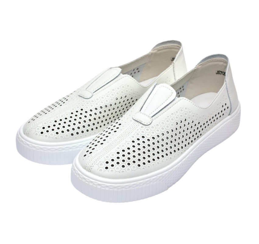 Pantofi dama casual din piele naturala cu perforatii - Ama Alb GSK7054A Pantofi dama casual din piele naturala cu perforatii - Ama Alb GSK7054A